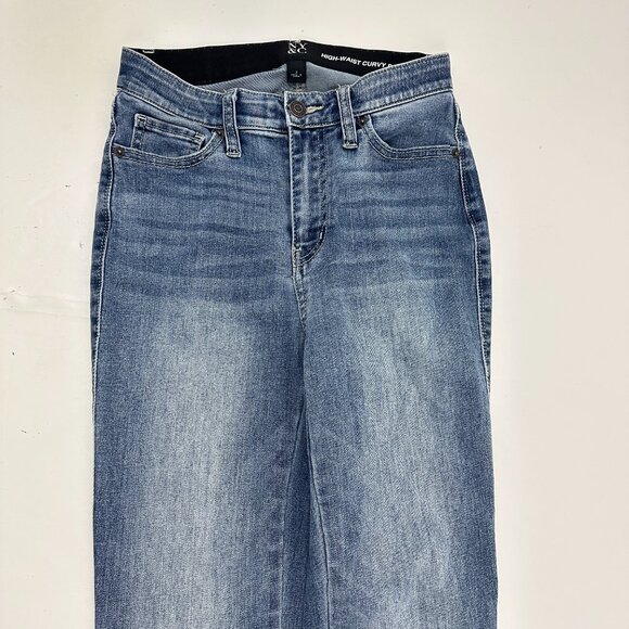 New York & Company High Waist Curvy Barely Boot Women's size 2 Blue Denim Jeans - Picture 2 of 5